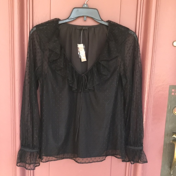 J. Crew Ruffleneck Top in Clip Dot - Picture 3 of 5